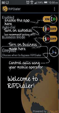 Display you business telephone number from your mobile with RIPDialer