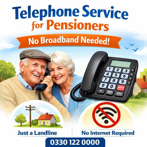 Telephone line for elderly people with no broadband home phone service