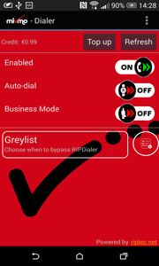 Display you business telephone number from your mobile with RIPDialer